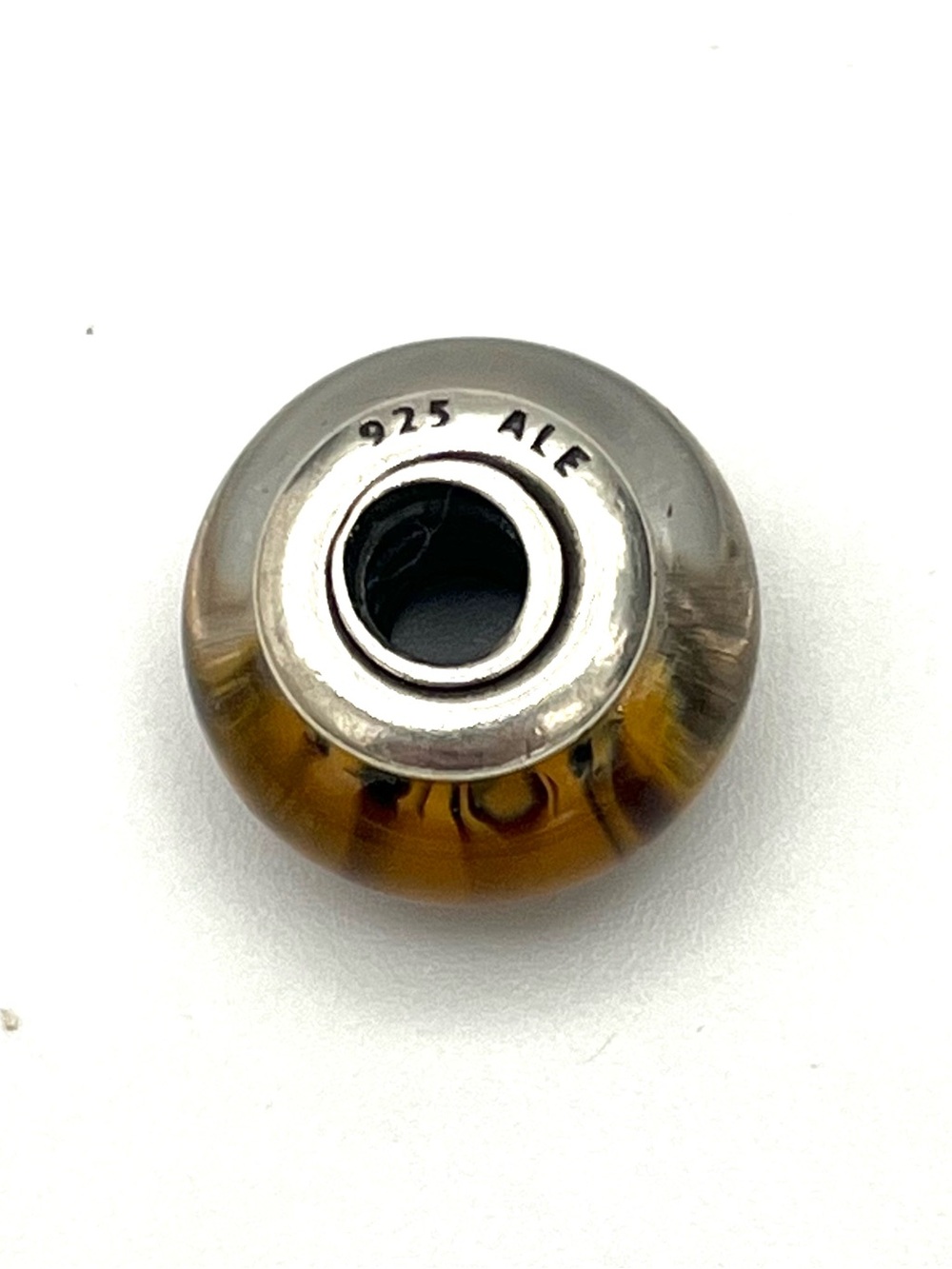Pandora Tigers Eye Amber-Striped Murano Glass Bead Charm - Picture 4 of 6